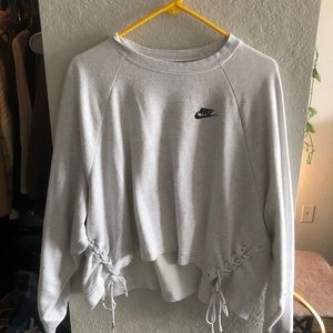 Light Grey Nike Long Sleeve Crop Sweatshirt
